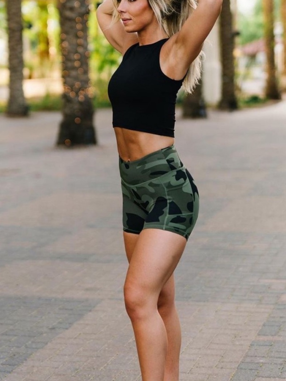 ZYIA Light and Tight luxe pocket hustle shorts *camo green*